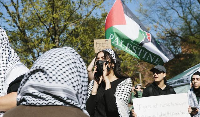 Michigan Eyalet Üniversitesi öğrencileri Filistin'e destek gösterisi düzenledi